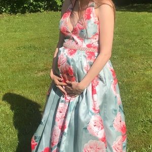 Ball gown with pearl belt